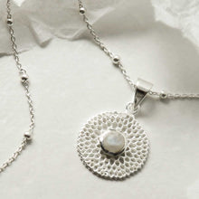 MZB117P MS STERLING SILVER CHRYSANTHEMUM MOONSTONE NECKLACE 1