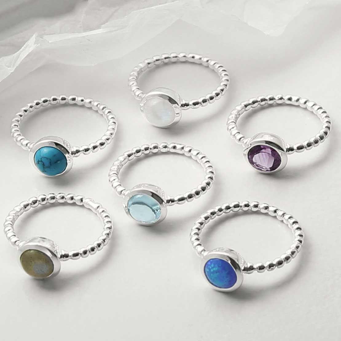 Sterling Silver Opalite Feather Ring