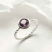 MZB118 AM STERLING SILVER BEADED AMETHYST RING 6