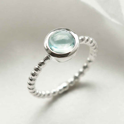 MZB118 BT STERLING SILVER BEADED BLUE TOPAZ RING 1