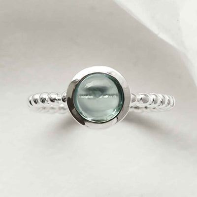 MZB118 BT STERLING SILVER BEADED BLUE TOPAZ RING 2