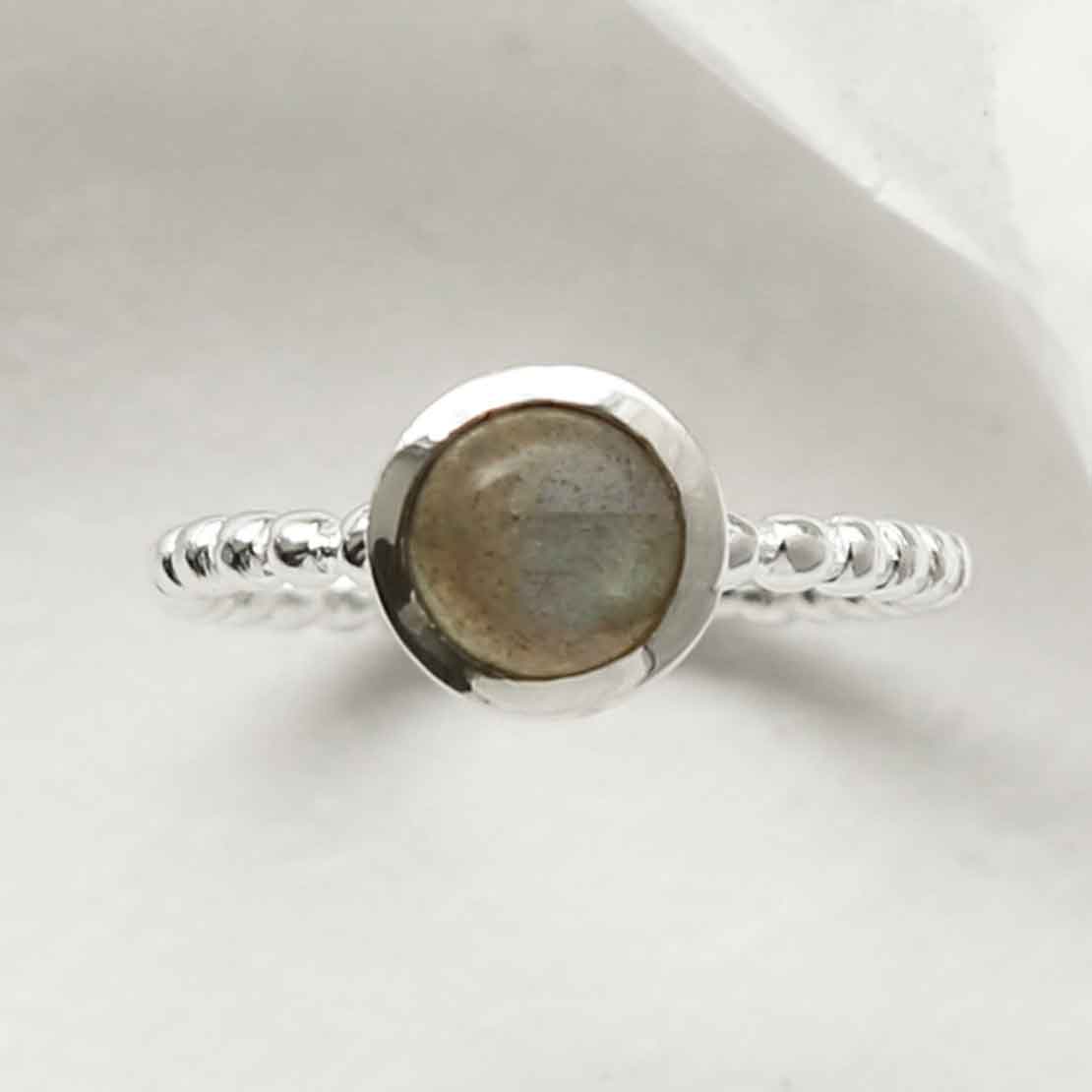 Sterling Silver Beaded Labradorite Ring