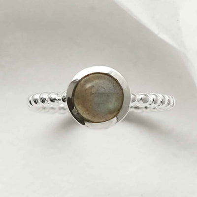 MZB118 LB STERLING SILVER BEADED LABRADORITE RING 2