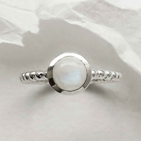 MZB118 MS STERLING SILVER BEADED MOONSTONE RING 1