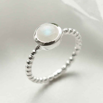 MZB118 MS STERLING SILVER BEADED MOONSTONE RING 4