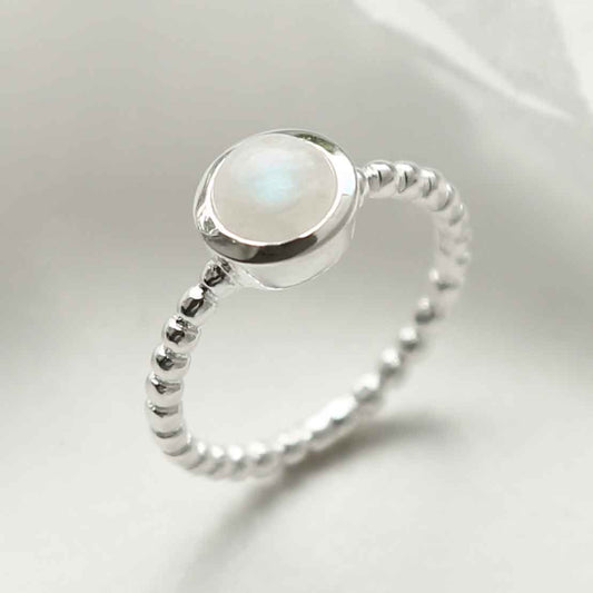 MZB118 MS STERLING SILVER BEADED MOONSTONE RING 4