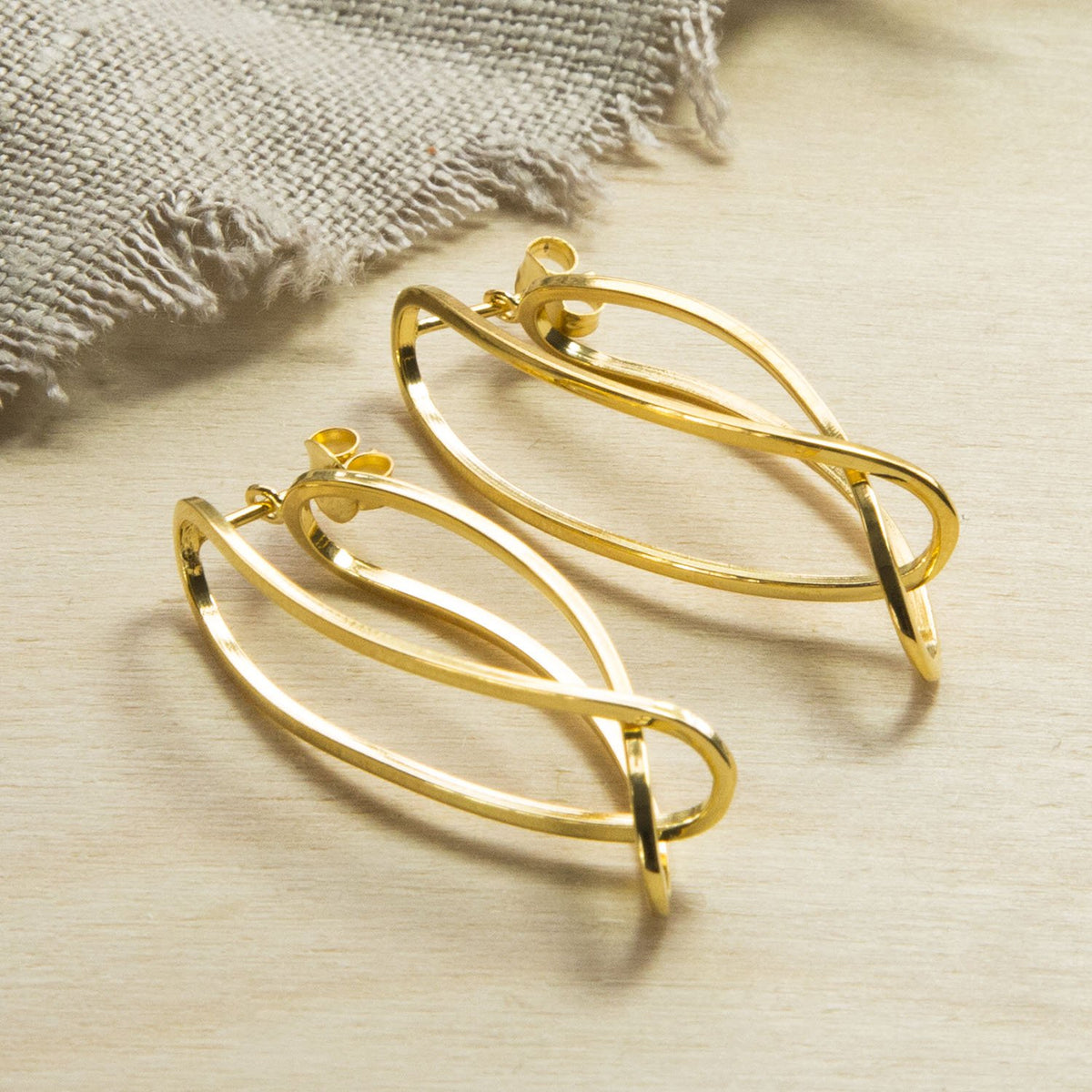 Gold Plated Sterling Silver Two Way Curve Stud Earrings