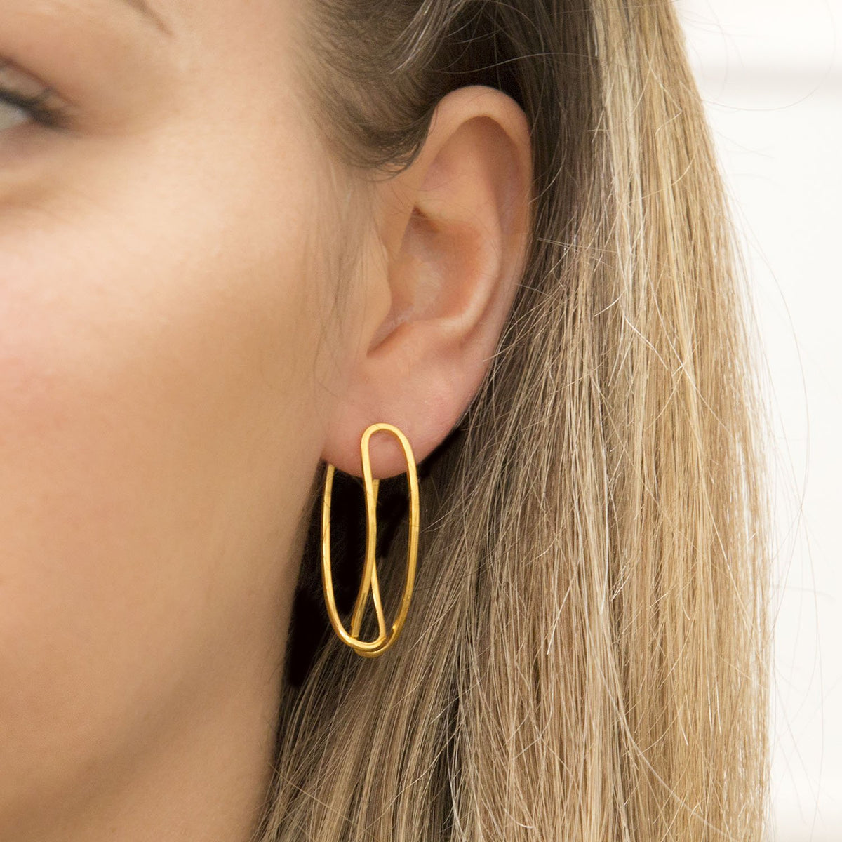 Gold Plated Sterling Silver Two Way Curve Stud Earrings