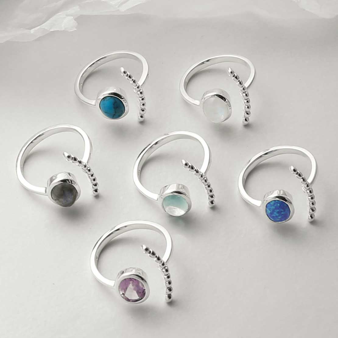 Sterling Silver Labradorite Adjustable Ring
