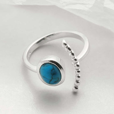 MZB119 T STERLING SILVER TURQUOISE ADJUSTABLE RING 2
