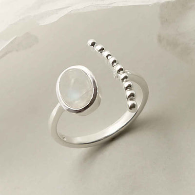 MZB119 MS STERLING SILVER MOONSTONE ADJUSTABLE RING 1