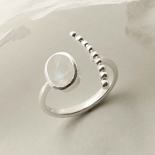 MZB119 MS STERLING SILVER MOONSTONE ADJUSTABLE RING 1