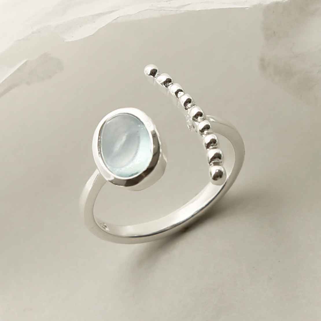 Sterling Silver Blue Topaz Adjustable Ring