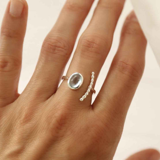 MZB119 BT STERLING SILVER BLUE TOPAZ ADJUSTABLE RING MODEL