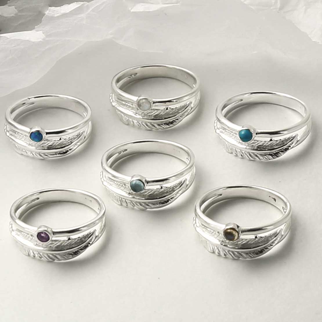 Sterling Silver Turquoise Feather Ring