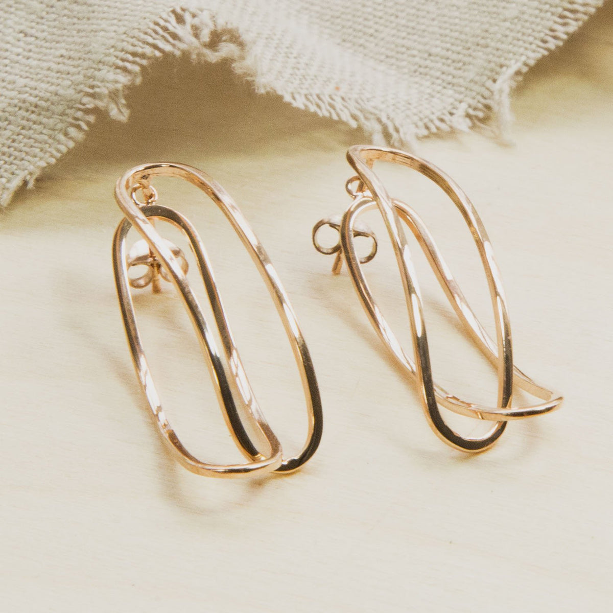 Rose Gold Plated Sterling Silver Two Way Curve Stud Earrings