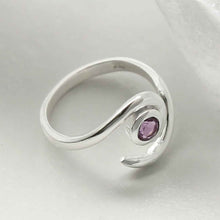 MZB122 AM STERLING SILVER AMETHYST SPIRAL ADJUSTABLE RING 3