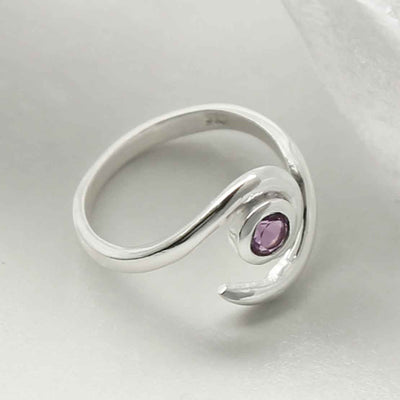 MZB122 AM STERLING SILVER AMETHYST SPIRAL ADJUSTABLE RING 3