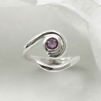 MZB122 AM STERLING SILVER AMETHYST SPIRAL ADJUSTABLE RING 4