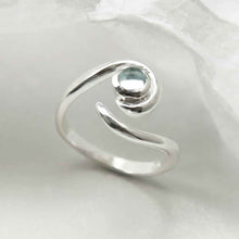 MZB122 BT STERLING SILVER BLUE TOPAZ SPIRAL ADJUSTABLE RING 1
