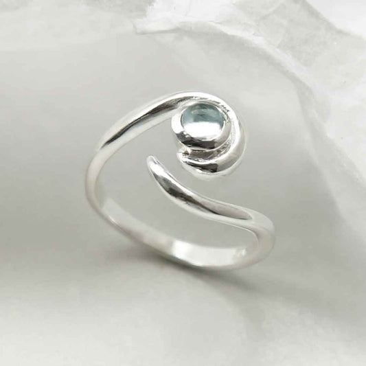 MZB122 BT STERLING SILVER BLUE TOPAZ SPIRAL ADJUSTABLE RING 1