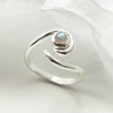MZB122 LB STERLING SILVER LABRADORITE SPIRAL ADJUSTABLE RING 1