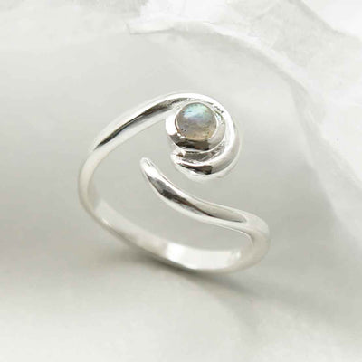 MZB122 LB STERLING SILVER LABRADORITE SPIRAL ADJUSTABLE RING 1