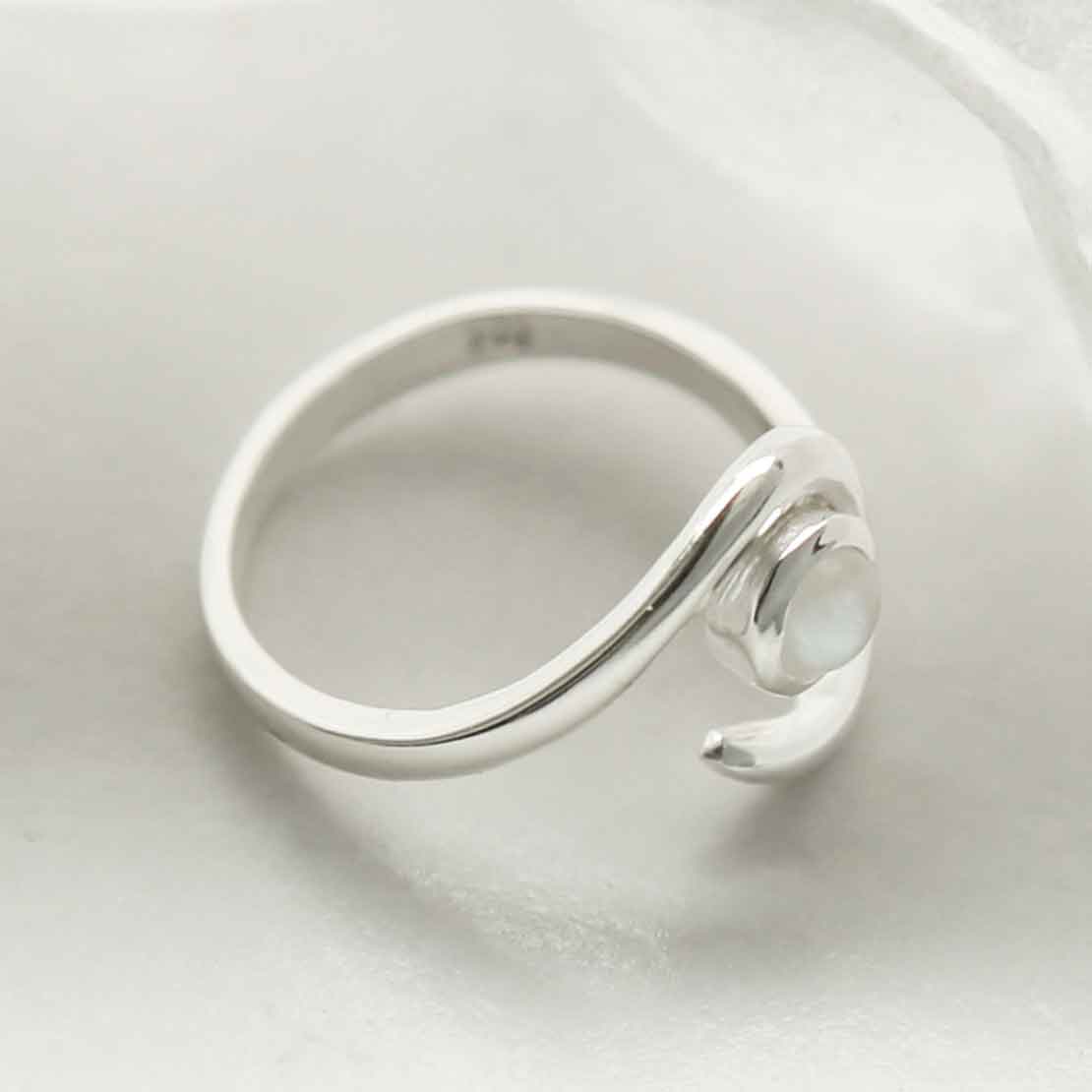 Sterling Silver Moonstone Spiral Adjustable Ring