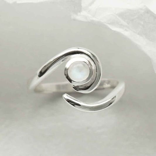 MZB122 MS STERLING SILVER MOONSTONE SPIRAL ADJUSTABLE RING 3