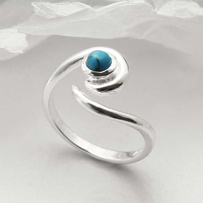 MZB122 T STERLING SILVER TURQUOISE SPIRAL ADJUSTABLE RING 2