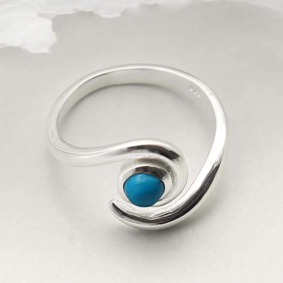 Sterling Silver Turquoise Spiral Adjustable Ring