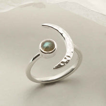 MZB123 LB STERLING SILVER LABRADORITE MOON ADJUSTABLE RING 1