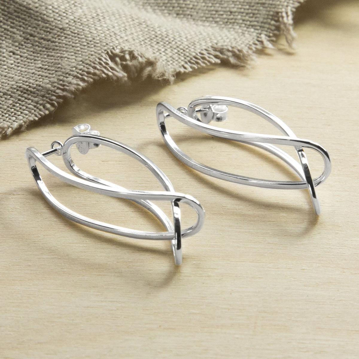 Sterling Silver Two Way Curve Stud Earrings