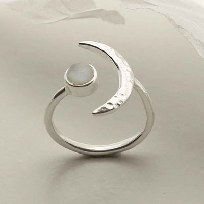 MZB123 MS STERLING SILVER MOONSTONE MOON ADJUSTABLE RING 1