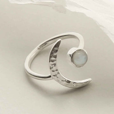 MZB123 MS STERLING SILVER MOONSTONE MOON ADJUSTABLE RING 2