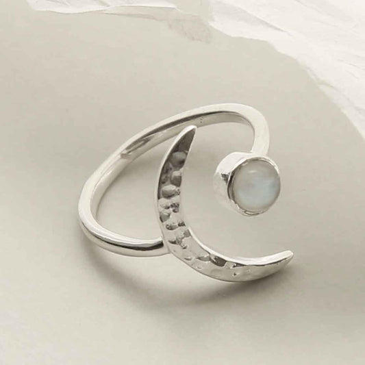 MZB123 MS STERLING SILVER MOONSTONE MOON ADJUSTABLE RING 2