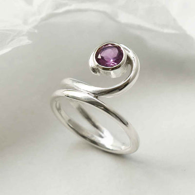 MZB124 AM STERLING SILVER AMETHYST VINE RING 1