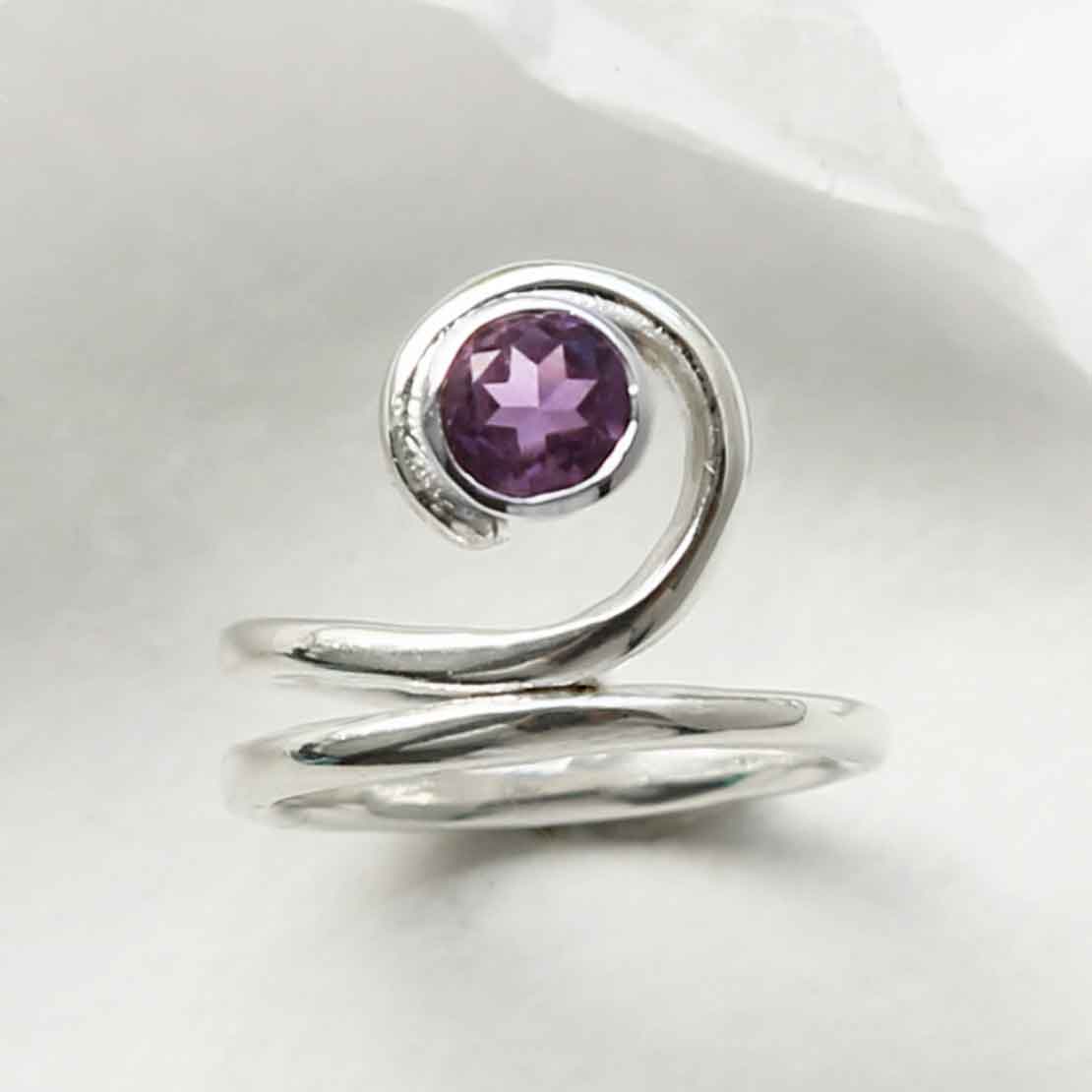 Sterling Silver Amethyst Vine Ring
