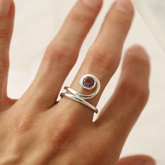 MZB124 AM STERLING SILVER AMETHYST VINE RING MODEL