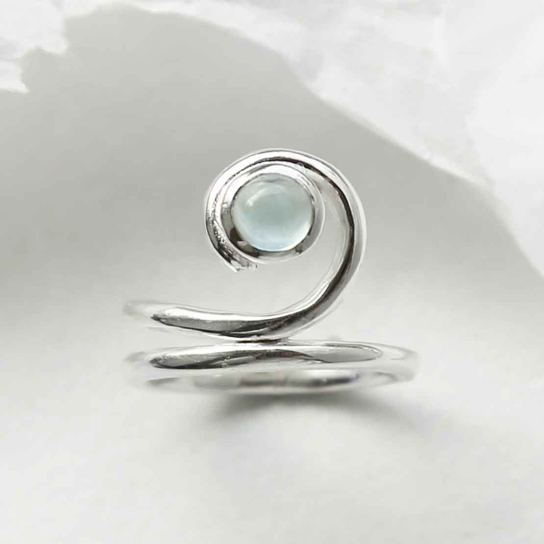 Sterling Silver Blue Topaz Vine Ring