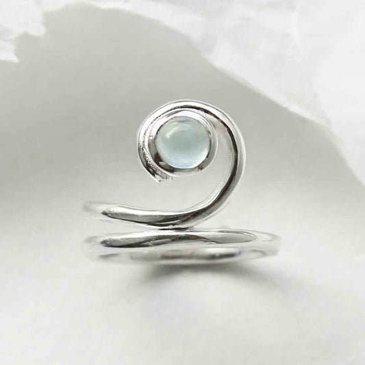 MZB124 BT STERLING SILVER BLUE TOPAZ VINE RING 1