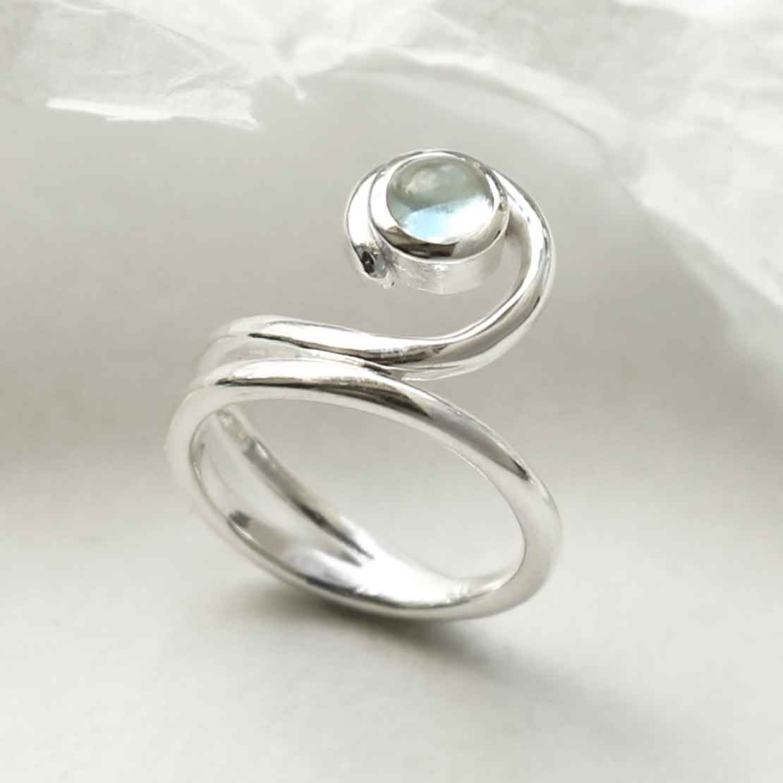 Sterling Silver Blue Topaz Vine Ring