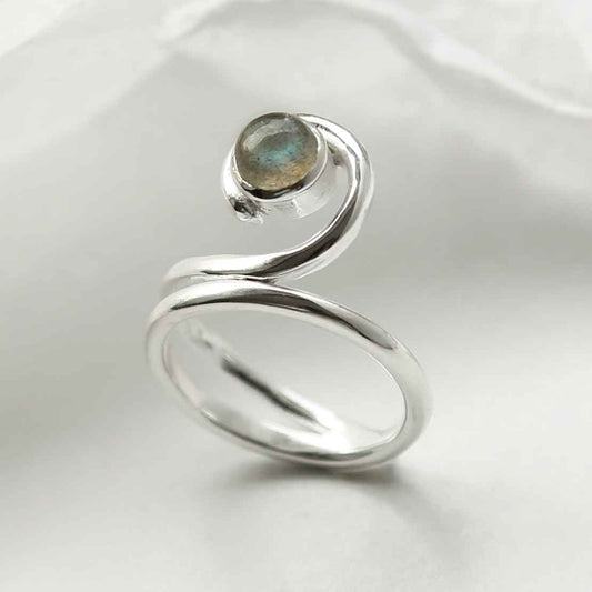 MZB124 LB STERLING SILVER LABRADORITE VINE RING 4