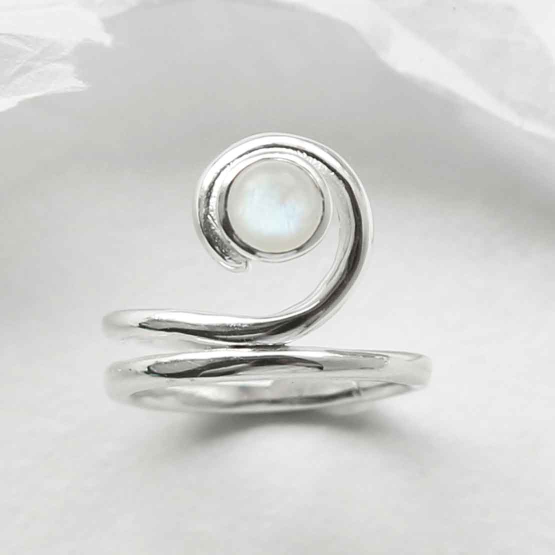 Sterling Silver Moonstone Vine Ring