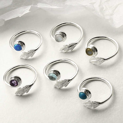 MZB126 STERLING SILVER LEAF ADJUSTABLE RING GROUP