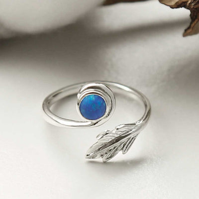 MZB126 OP STERLING SILVER OPALITE LEAF ADJUSTABLE RING 1