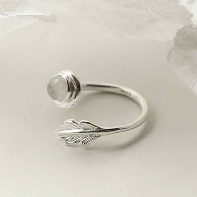 MZB126 MS STERLING SILVER MOONSTONE LEAF ADJUSTABLE RING 3