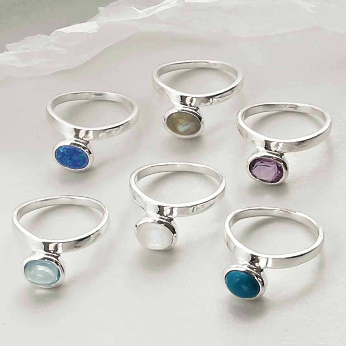 Sterling Silver Moonstone Stacking Ring