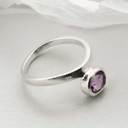 MZB128 AM STERLING SILVER AMETHYST STACKING RING 1