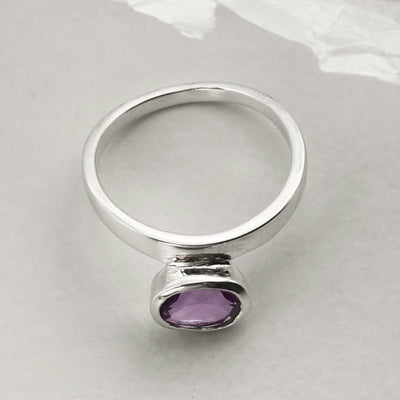 MZB128 AM STERLING SILVER AMETHYST STACKING RING 2